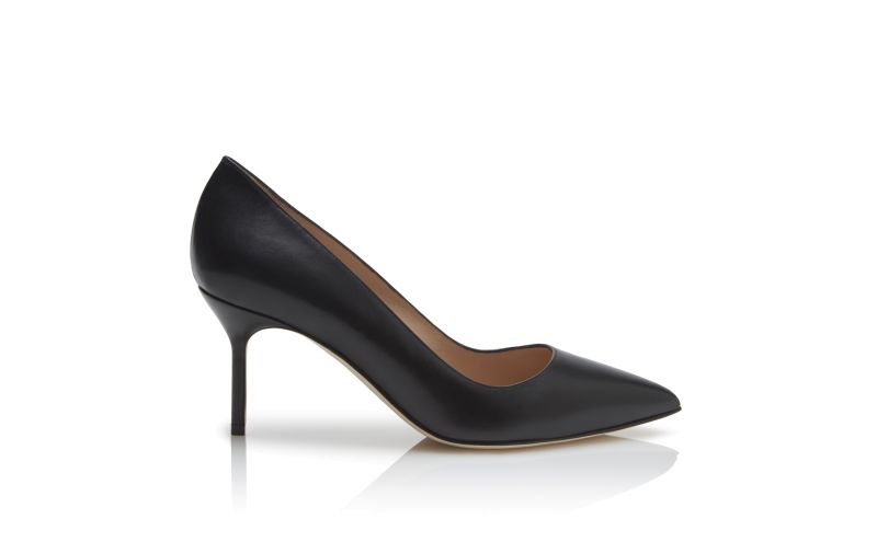 Side view of Bb calf 70, Black Calf Leather pointed toe Pumps - AU$1,115.00