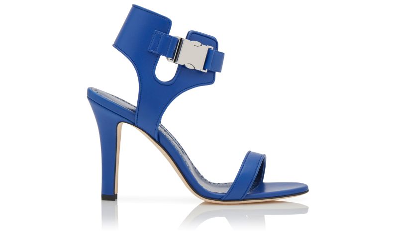 Side view of Pollux, Blue Nappa Leather Buckle Detail Pumps  - €995.00