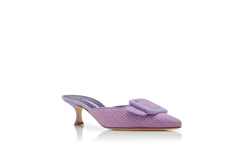 Maysalebi, Purple Raffia Buckle Detail Mules - AU$718.00