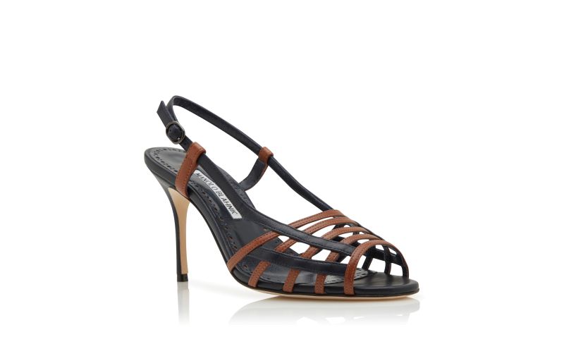 Sorolla, Brown and Navy Nappa Leather Slingback Sandals - CA$1,225.00