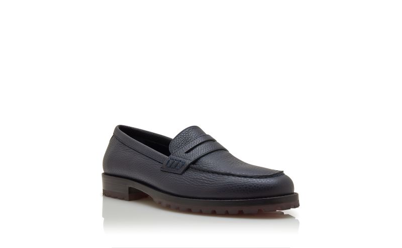 Randy, Navy Blue Calf Leather Penny Loafers - US$1,045.00
