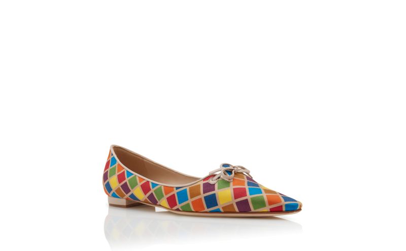 Esmaa, Multicoloured Silk Ballerina Flats  - US$498.00