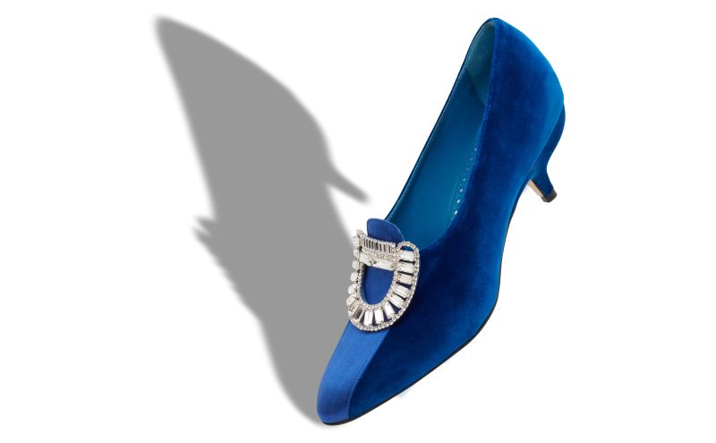 Statius, Blue Velvet Embellished Pumps - US$735.00