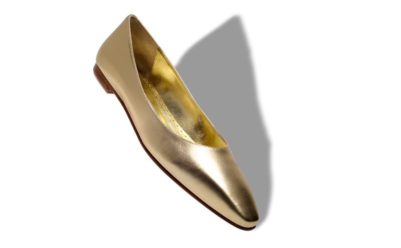 Gelista, Gold Nappa Leather Flat Pumps - US$725.00 