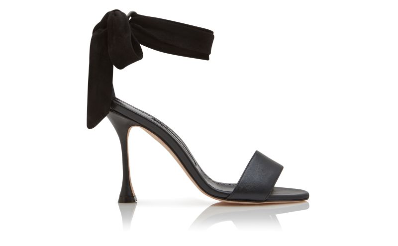 Side view of Chastana, Black Nappa Leather Bow Detail Sandals - US$473.00