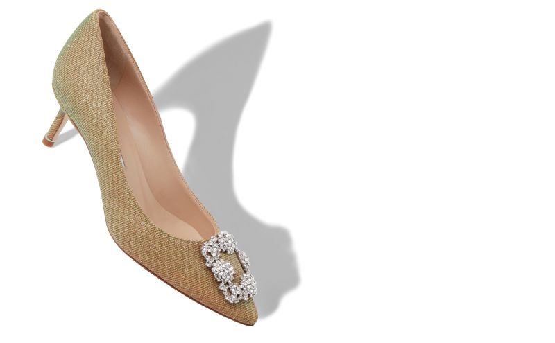 Hangisi glitter 50, Gold Glitter Fabric Jewel Buckle Pumps - £945.00 