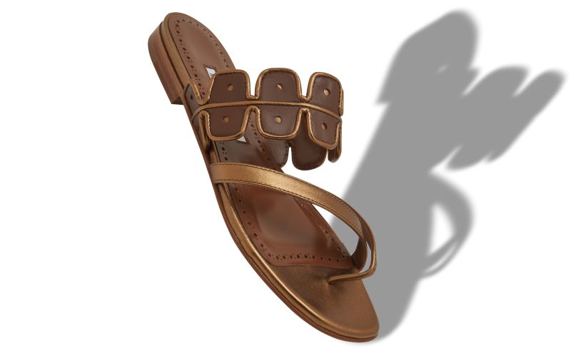 SUPANA, Bronze and Brown Nappa Leather Flat Sandals, 950 USD