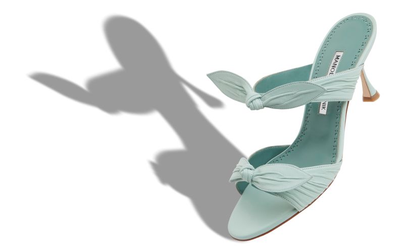 Lollo, Light Green Nappa Leather Bow Detail Mules - AU$1,645.00