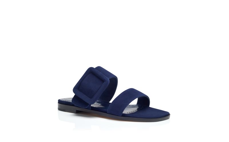 Titubaflat, Navy Blue Suede Flat Sandals - US$825.00