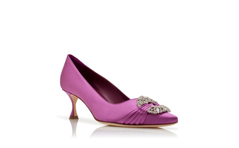 Maidapump, Purple Satin Embellished Buckle Pumps  - US$1,245.00