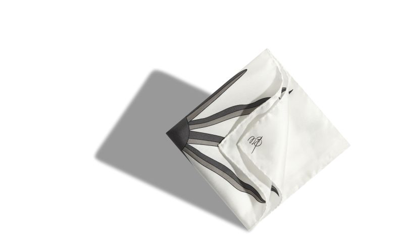 Sun, Ivory and Grey Silk Sunburst Pocket Square - US$70.00