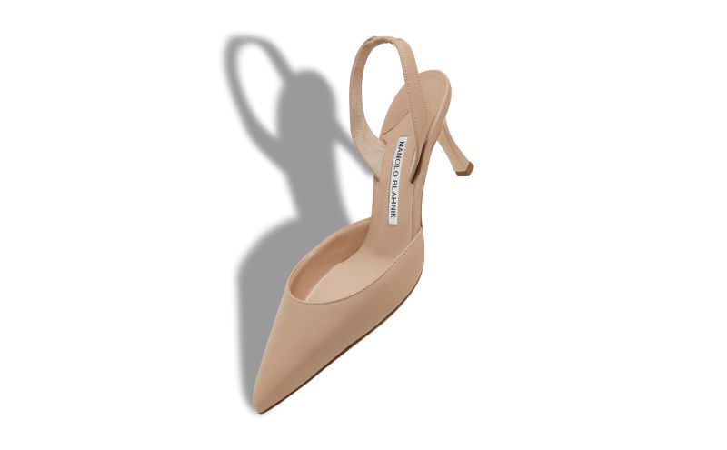 Carolyne  70, Light Beige Nappa Leather Slingback Pumps - CA$1,035.00