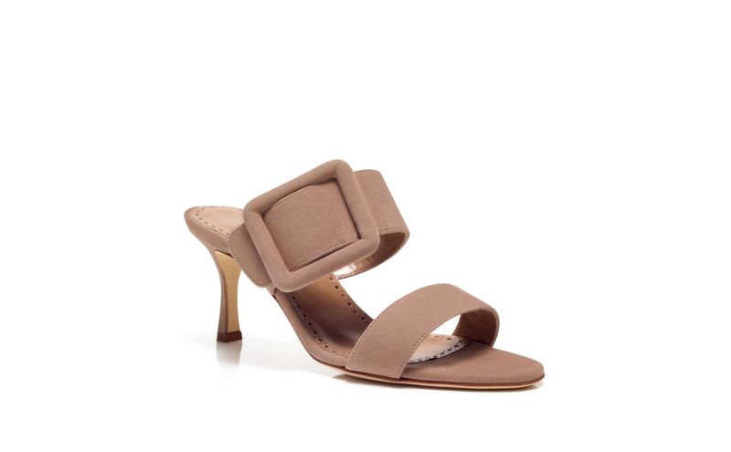 Gable, Dark Beige Suede Open Toe Mules - US$845.00