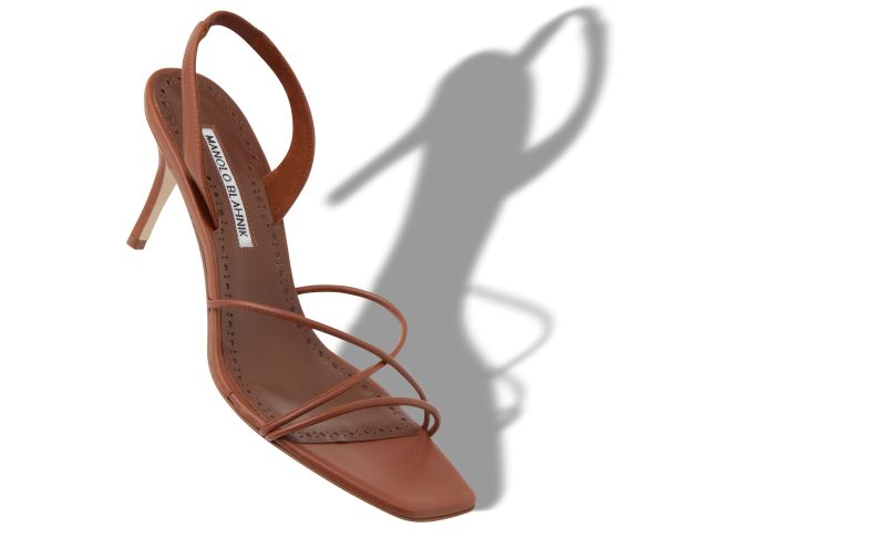 Ninfea, Brown Nappa Leather Slingback Sandals - €625.00 
