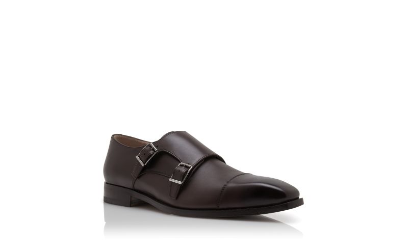 Eldridge, Dark Brown Calf Leather Monk Strap Shoes - US$1,250.00