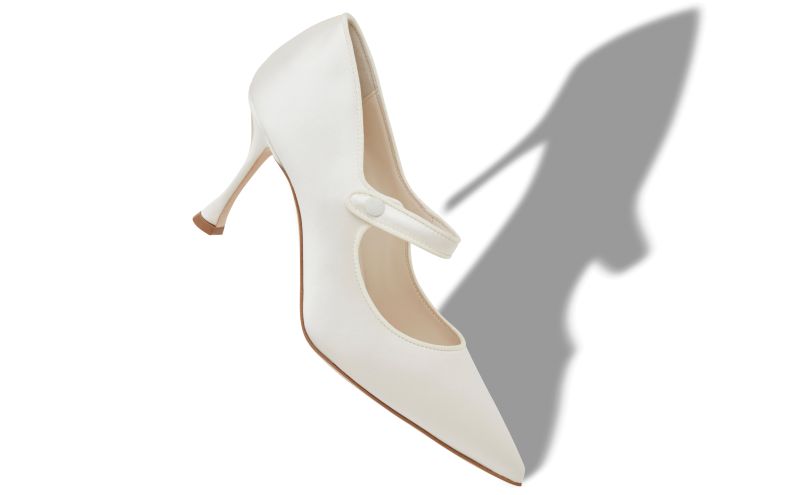 Camparinew bridal, Cream Satin Pointed Toe Pumps - US$825.00 