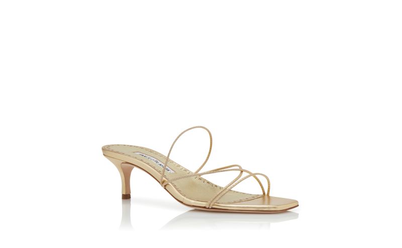 Ninfemu, Gold Nappa Leather Open Toe Mules - AU$1,035.00