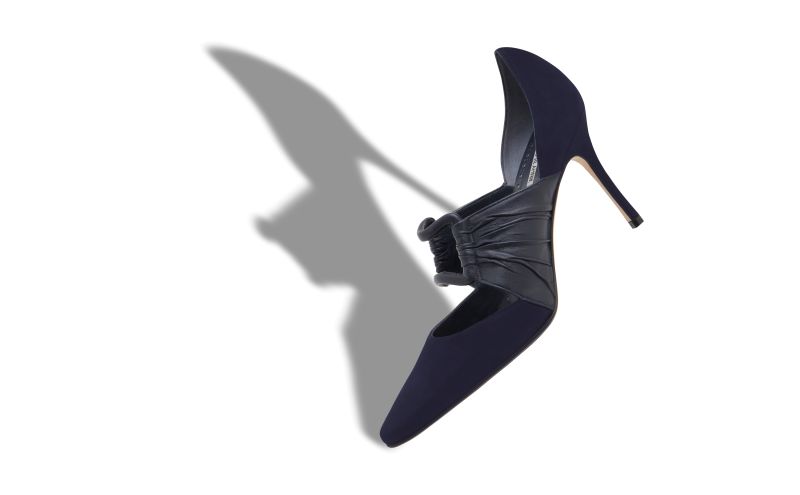 Designer Navy Blue Suede and Nappa Leather Pumps 