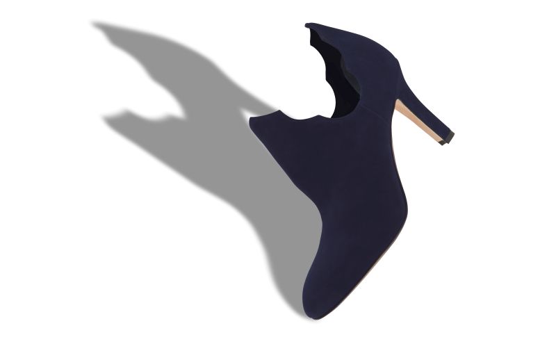 Dembeba, Navy Blue Suede Serrated Ankle Boots - £795.00