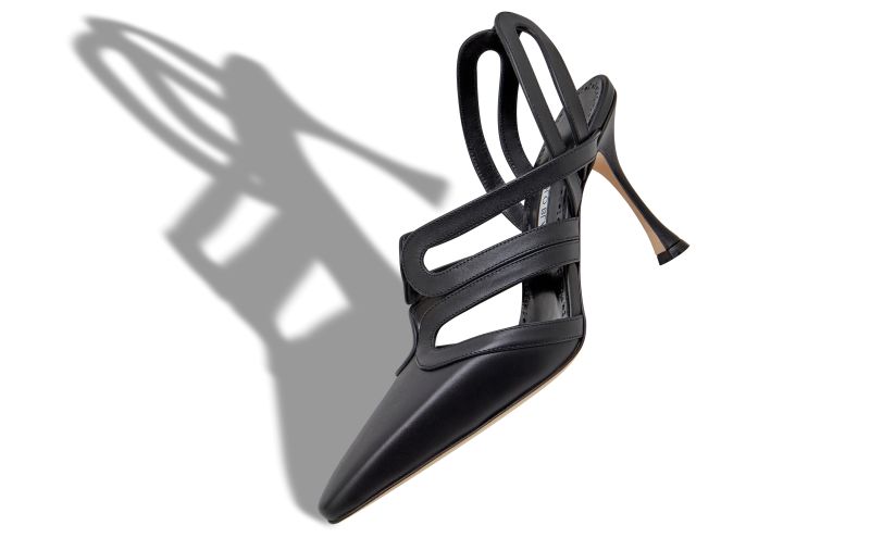 Achikata, Black Calf Leather Slingback Pumps - US$618.00
