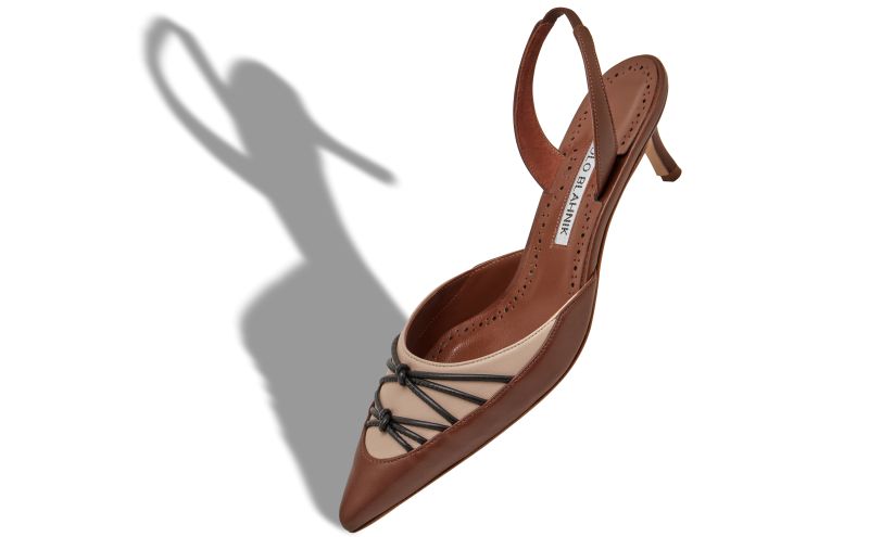 Maretsli, Brown Nappa Leather Slingback Pumps - AU$833.00