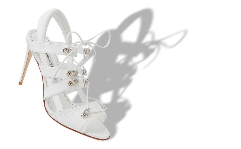 Problax, White Nappa Leather Lace-Up Slingback Sandals - €995.00 