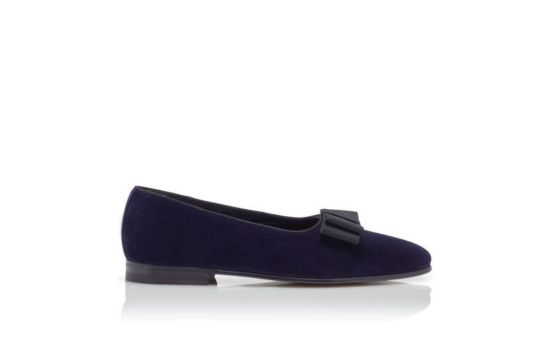 Side view of Toro, Navy Blue Velvet Opera Pumps - £725.00