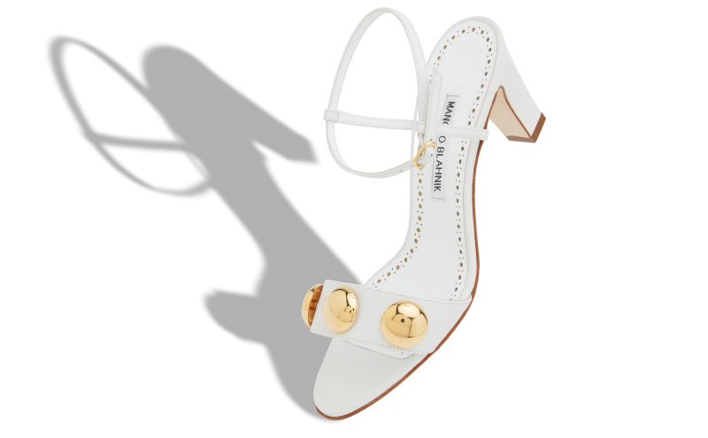 Chaouhenhi, Cream Calf Leather Ankle Strap Sandals - US$537.00
