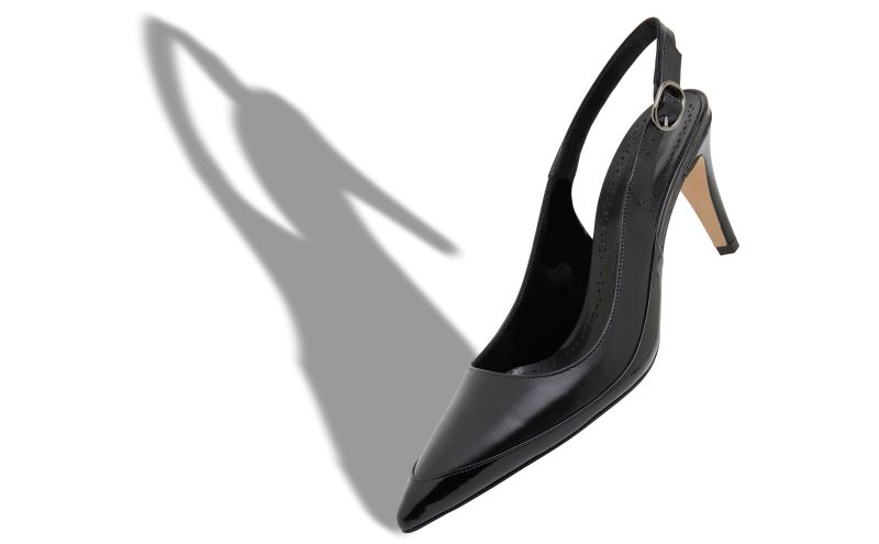 Telemaca, Black Nappa Leather Slingback Pumps - US$537.00