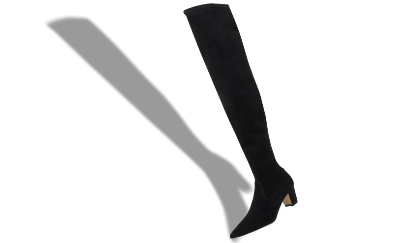 Lupasca, Black Suede Thigh High Boots - CA$1,915.00