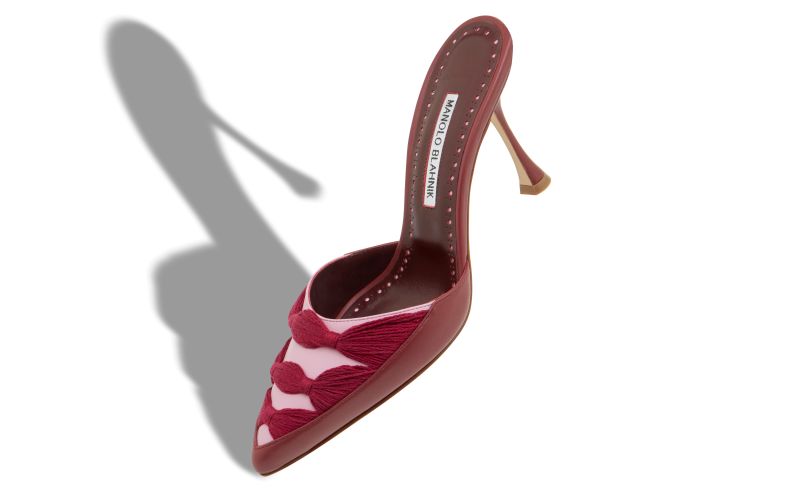 Grina, Red and Purple Nappa Leather Ruched Mules  - CA$1,165.00
