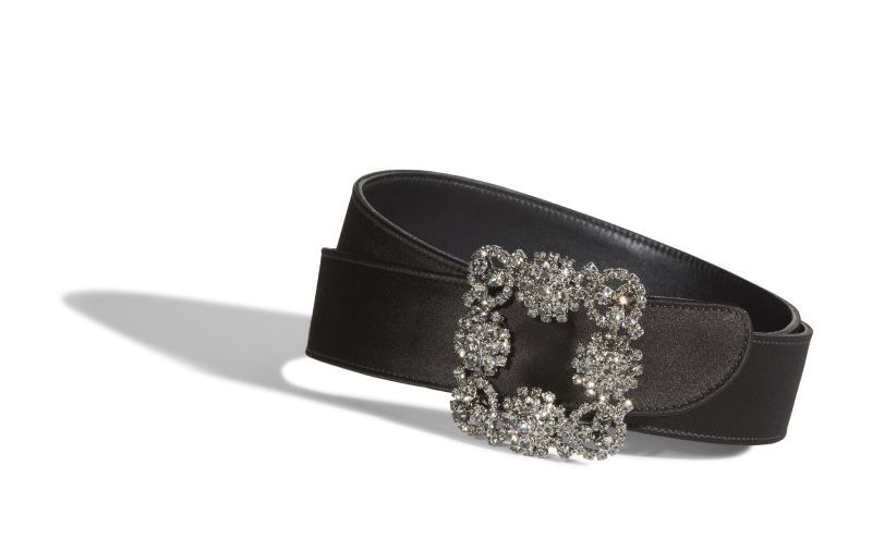 Hangisi belt, Black Satin Crystal Buckled Belt - £675.00