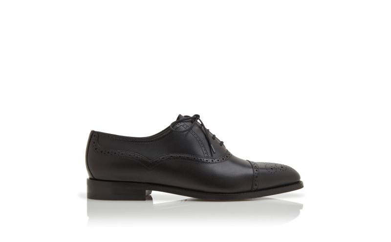 Side view of Witney, Black Calf Leather Cap Toe Oxfords - €895.00