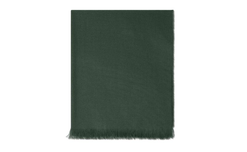 Side view of Jura, Dark Green Fine Cashmere Scarf - CA$485.00