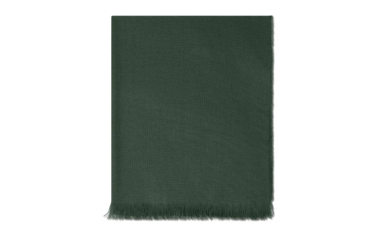 Side view of Jura, Dark Green Fine Cashmere Scarf - AU$965.00