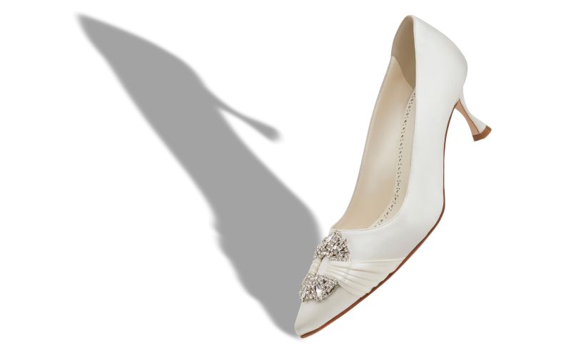 Maidapump, Cream Satin Embellished Buckle Pumps  - AU$2,144.00