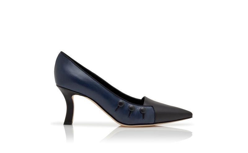 Side view of Stateira, Navy Blue Nappa Leather Pumps - €845.00