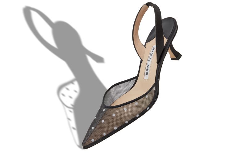 Carolyne, Black Mesh Slingback Pumps - €835.00