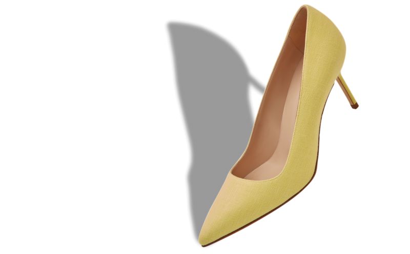 Bb 70, Yellow Linen Pointed Toe Pumps - £313.00