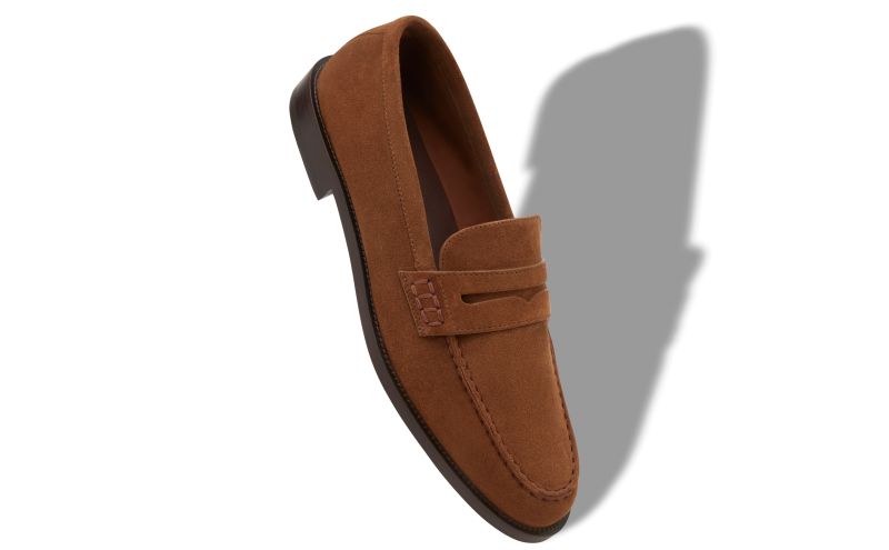 Perry, Dark Brown Suede Penny Loafers - US$895.00 