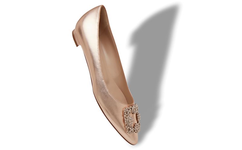Hangisiflat, Copper Nappa Leather Jewel Buckle Flat Pumps - £925.00 