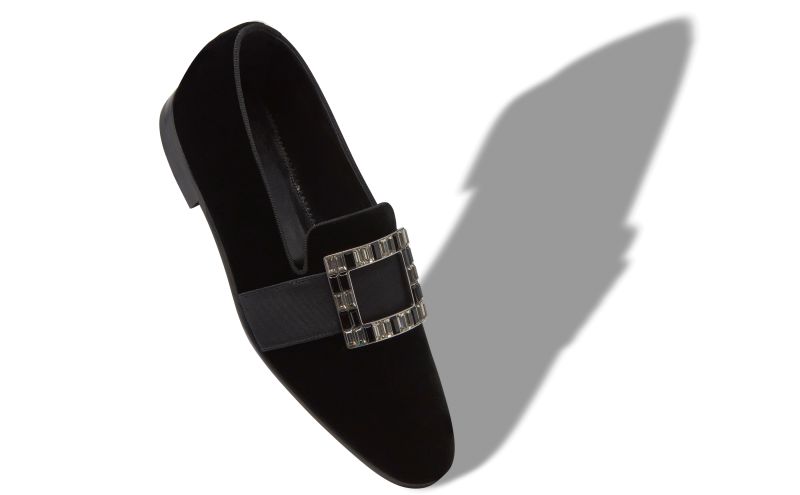 Eaton, Black Velvet Buckled Loafers - £895.00 