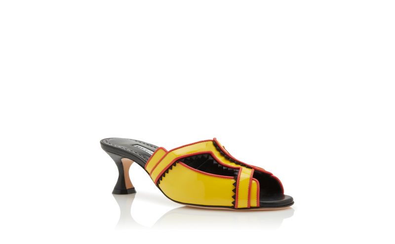 Harala, Yellow and Black Patent Leather Mules  - US$1,075.00