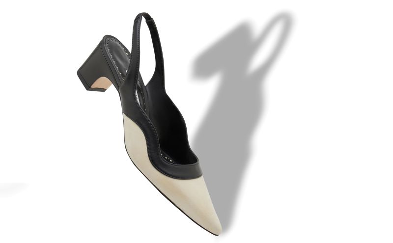 Gogalo, Dark Cream and Black Suede Slingback Pumps - £745.00 