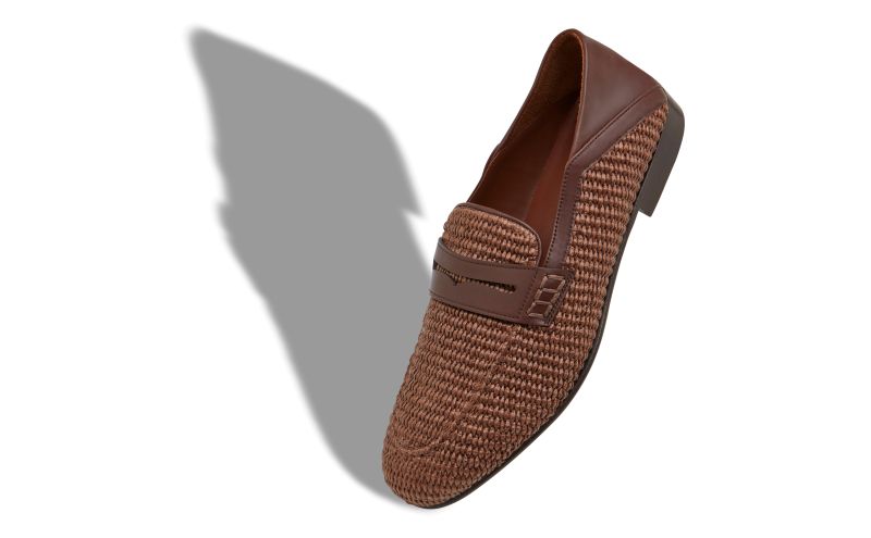 Padstow, Brown Raffia Penny Loafers  - €795.00