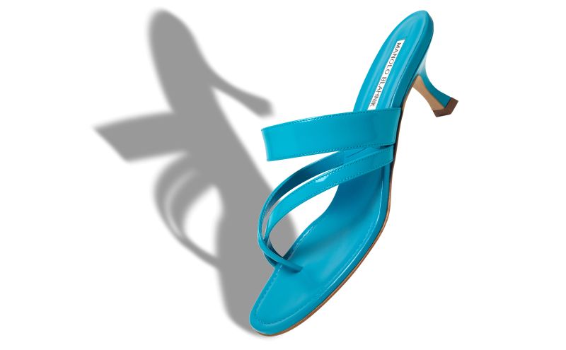 Susa, Turquoise Patent Leather Mules - US$775.00