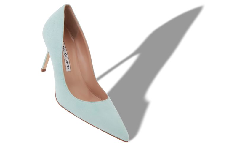 Bb 90, Light Green Suede Pointed Toe Pumps  - CA$945.00 