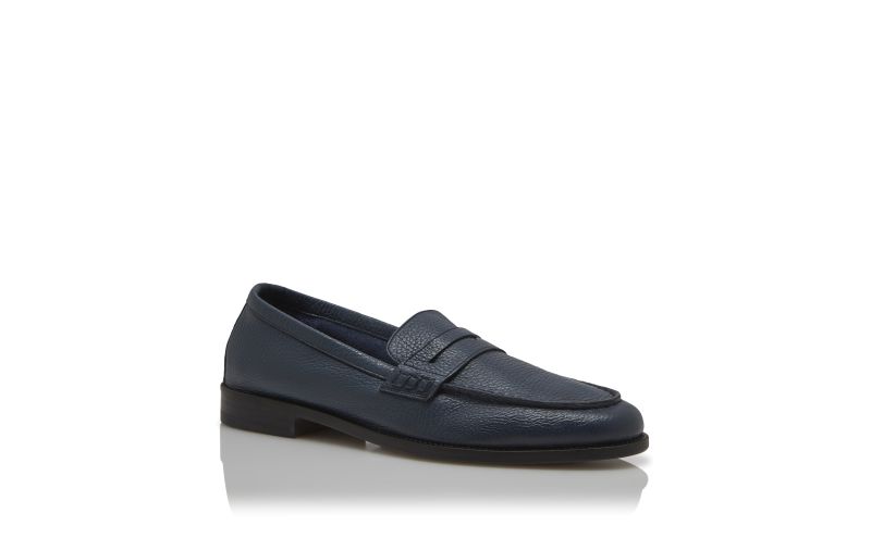 Perry, Dark Blue Calf Leather Penny Loafers - £695.00