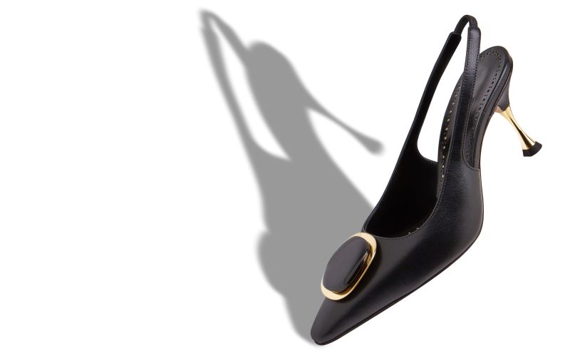 Chiaransli, Black Nappa Leather Slingback Pumps - AU$1,059.00