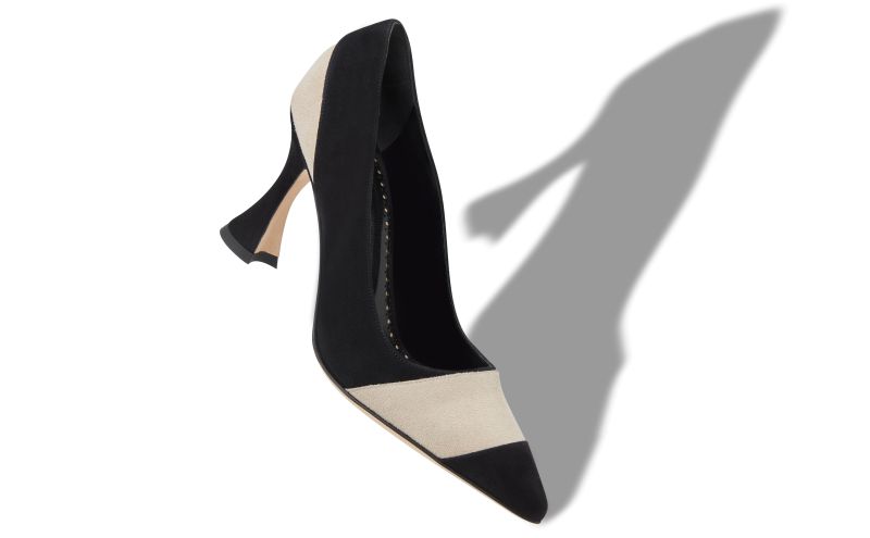 Chalabiya, Black and Beige Suede Pointed Toe Pumps - AU$693.00 